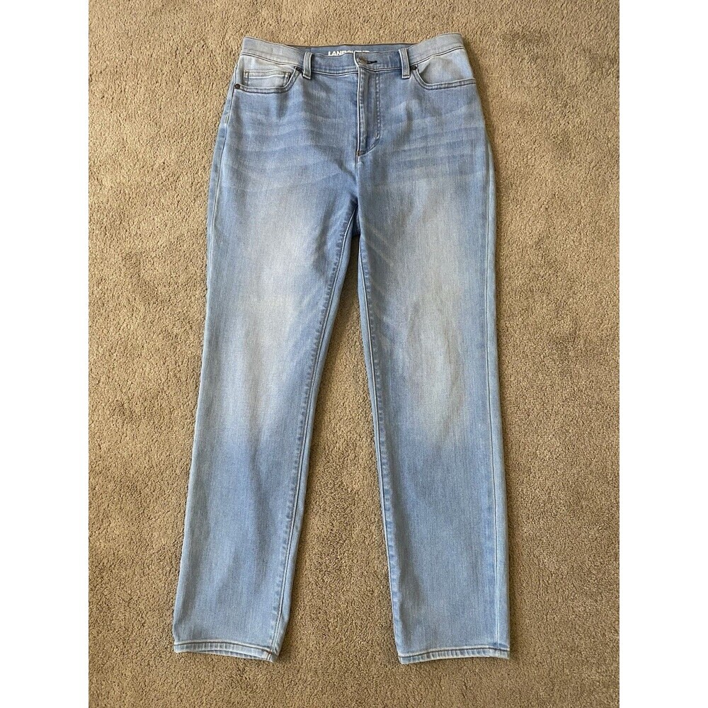 Lands End High Rise Straight Light Wash Jeans Size 10